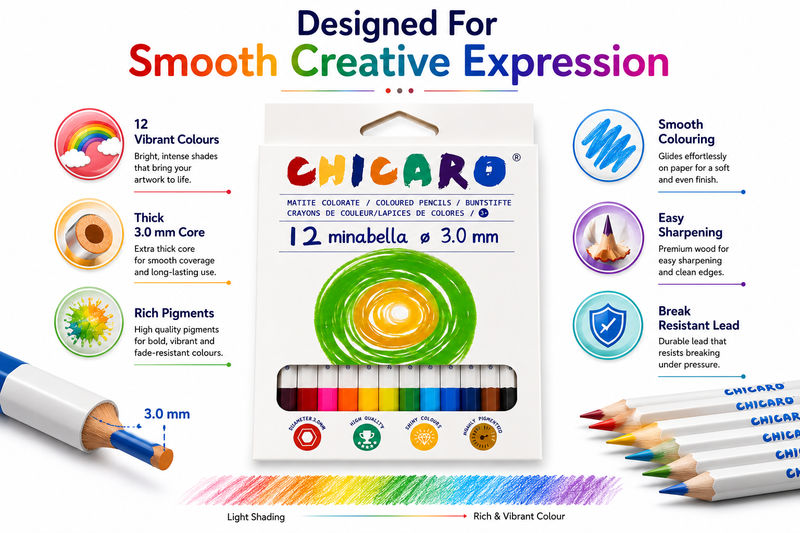 chicaro 12 colours pencils 3.0mm