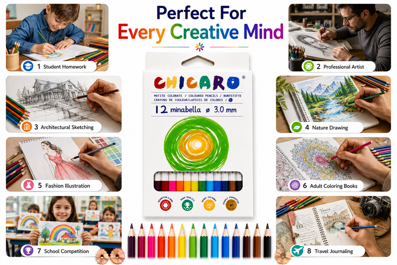 chicaro 12 colours pencils 3.0mm