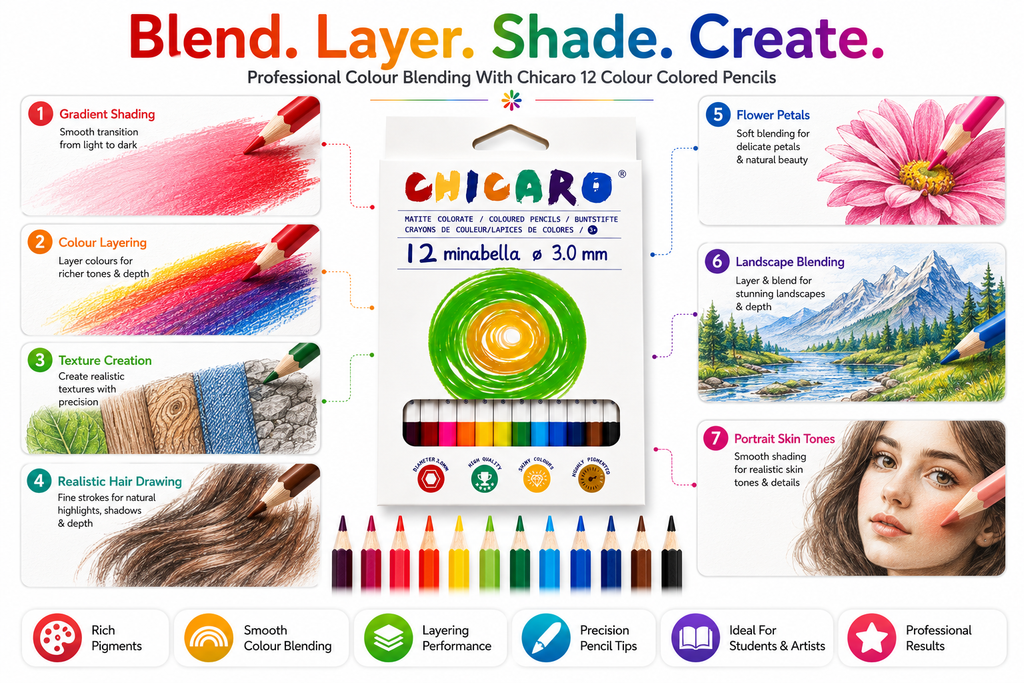 chicaro 12 colours pencils 3.0mm