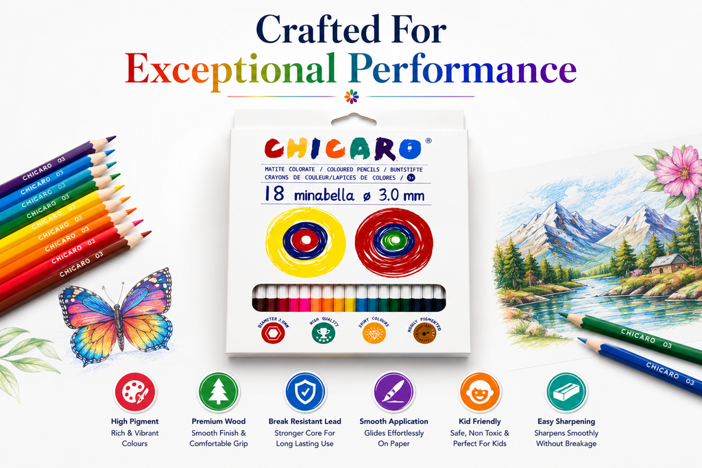 chicaro 18 colours 3.0mm colour pencils