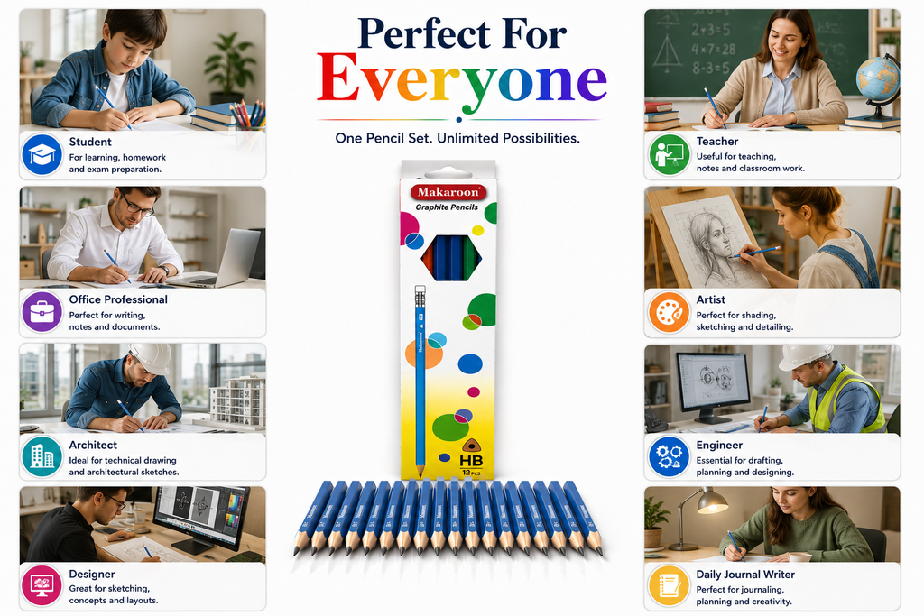 Makaron 12-Piece HB Pencil Set – Reliable Graphite Pencils for Writing, Sketching & School Work