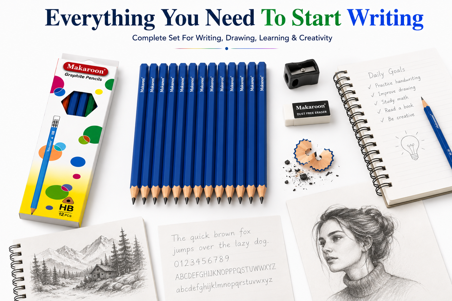 Makaron 12-Piece HB Pencil Set – Reliable Graphite Pencils for Writing, Sketching & School Work