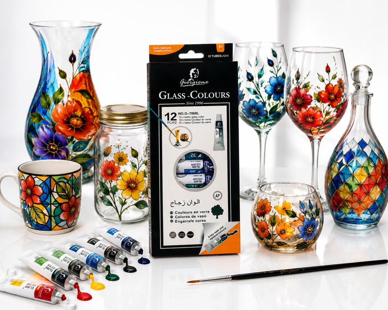 Giorgione 12 Colours Endless Creativity Premium Glass Colours for Creative Art & DIY Projects