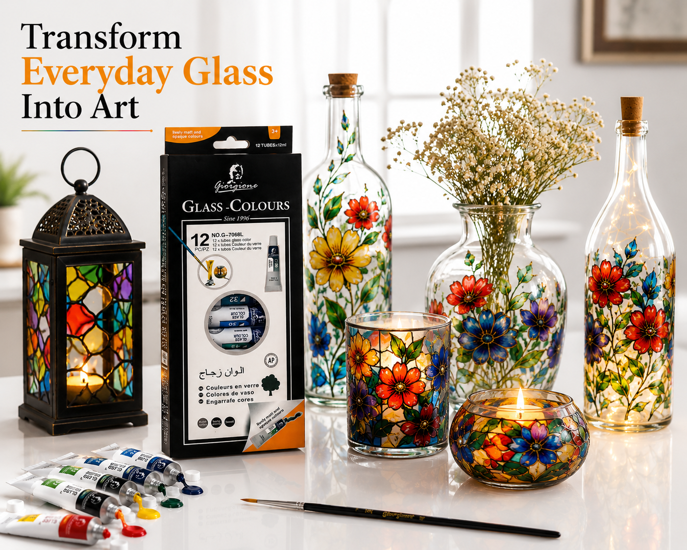 Giorgione 12 Colours Endless Creativity Premium Glass Colours for Creative Art & DIY Projects
