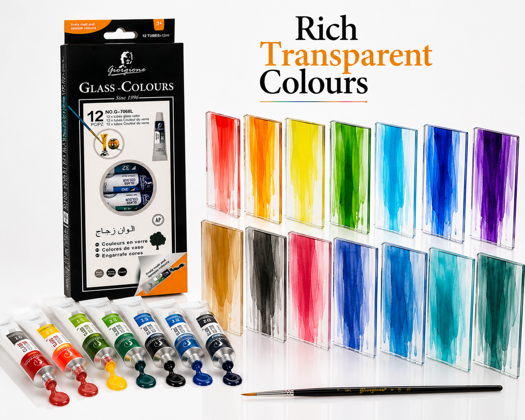 Giorgione 12 Colours Endless Creativity Premium Glass Colours for Creative Art & DIY Projects