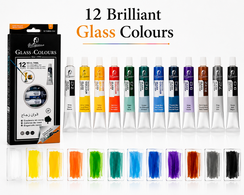 Giorgione 12 Colours Endless Creativity Premium Glass Colours for Creative Art & DIY Projects