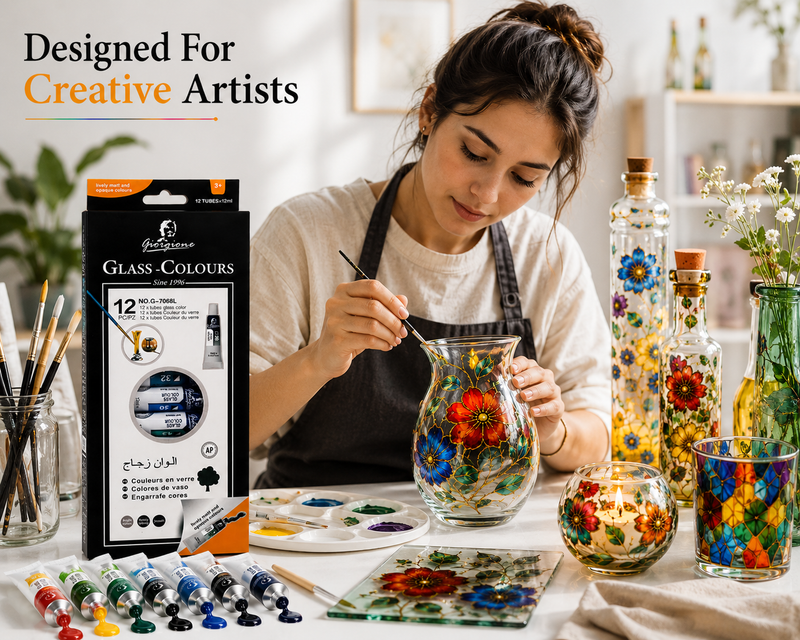 Giorgione 12 Colours Endless Creativity Premium Glass Colours for Creative Art & DIY Projects