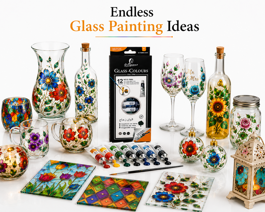 Giorgione 12 Colours Endless Creativity Premium Glass Colours for Creative Art & DIY Projects