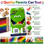 Zibi 12-Colour Pencils – Bright Coloured Pencil Set for Kids, School, Drawing & Creative Activities