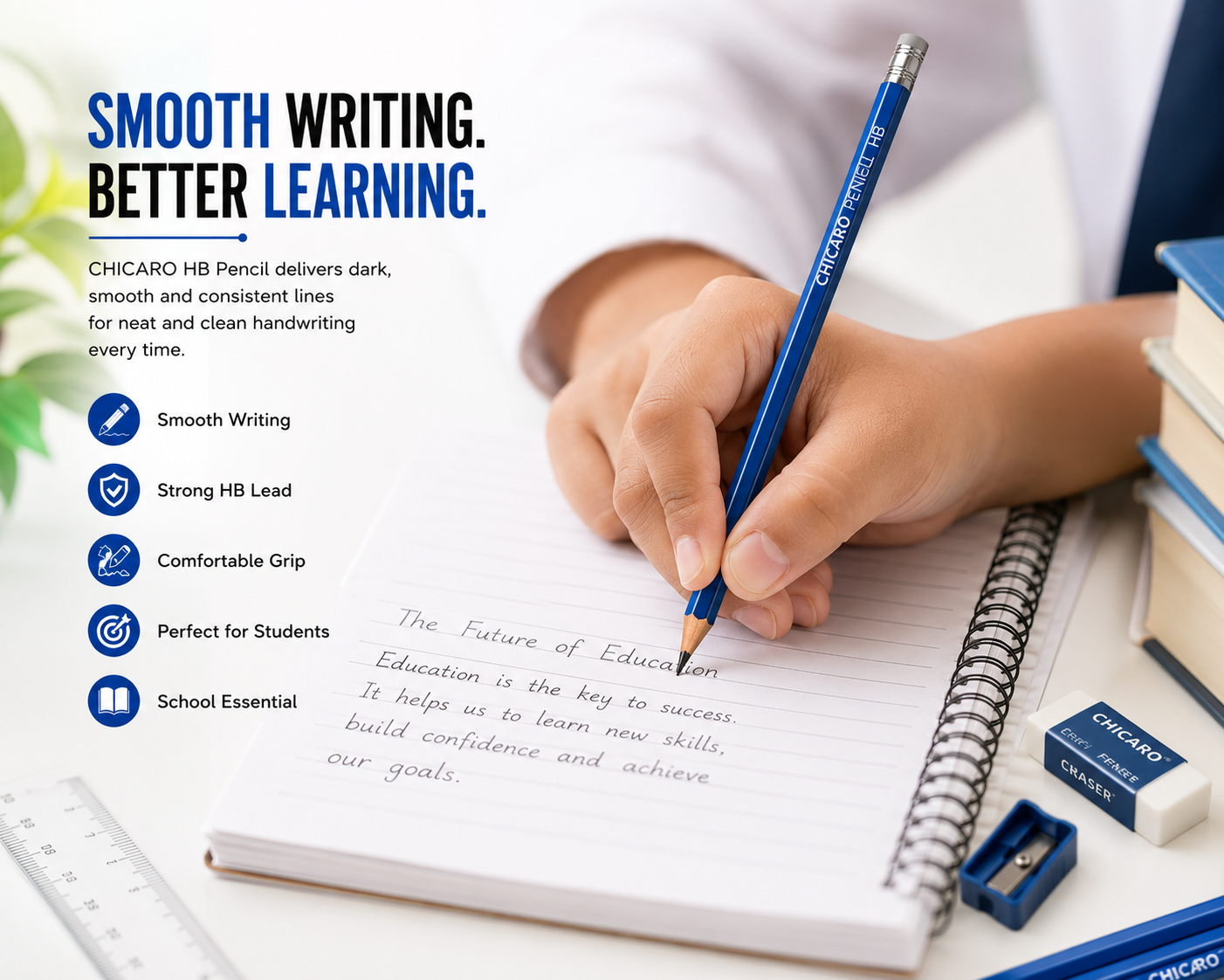 12 HB Graphite Pencils – Smooth, Reliable Pencils for Students, Sketching, Writing & Office Use