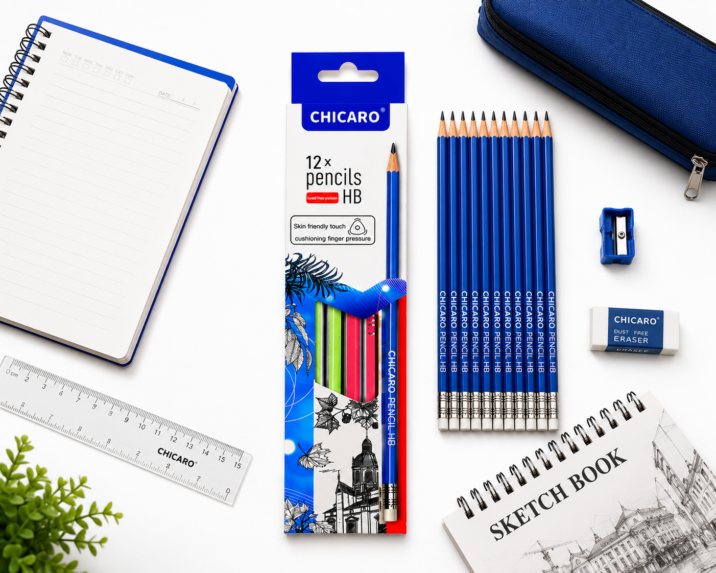 12 HB Graphite Pencils – Smooth, Reliable Pencils for Students, Sketching, Writing & Office Use