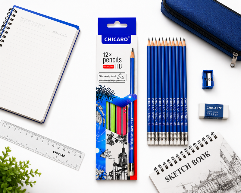 12 HB Graphite Pencils – Smooth, Reliable Pencils for Students, Sketching, Writing & Office Use