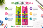 pack of 12  HB Triangle Grip Pencils for Smooth, Comfortable Everyday Writing