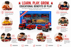 4 Pcs Die-Cast Fire Truck Toy Set for Kids, Mini Fire Rescue Vehicles with Realistic Details, Pretend Play Emergency Cars