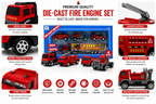 4 Pcs Die-Cast Fire Truck Toy Set for Kids, Mini Fire Rescue Vehicles with Realistic Details, Pretend Play Emergency Cars