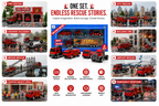 4 Pcs Die-Cast Fire Truck Toy Set for Kids, Mini Fire Rescue Vehicles with Realistic Details, Pretend Play Emergency Cars
