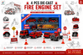 4 Pcs Die-Cast Fire Truck Toy Set for Kids, Mini Fire Rescue Vehicles with Realistic Details, Pretend Play Emergency Cars
