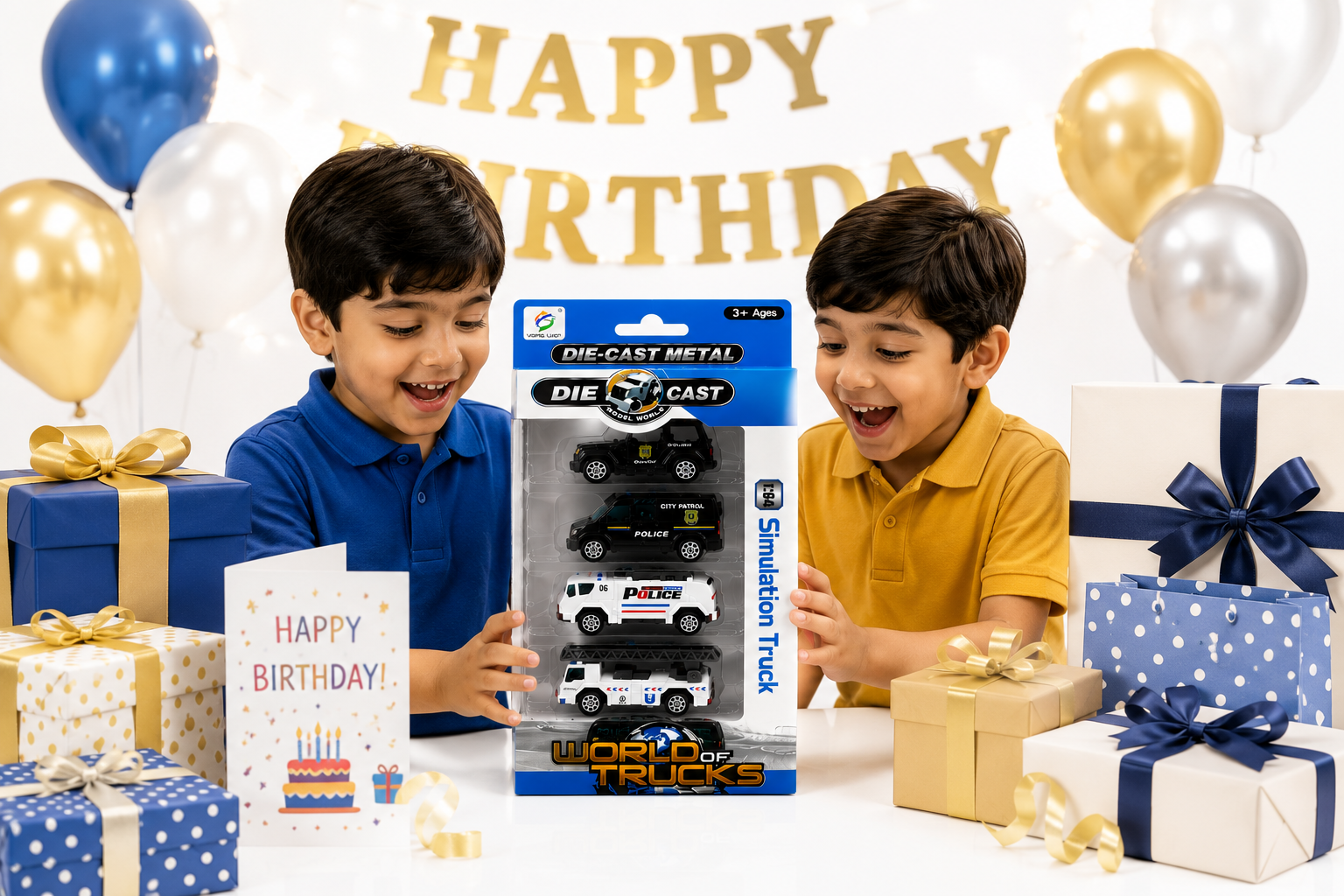 5 Pcs Die-Cast Police Vehicle Toy Set for Kids, Mini Police Cars & Trucks with Realistic Details, City Patrol & Emergency Vehicle
