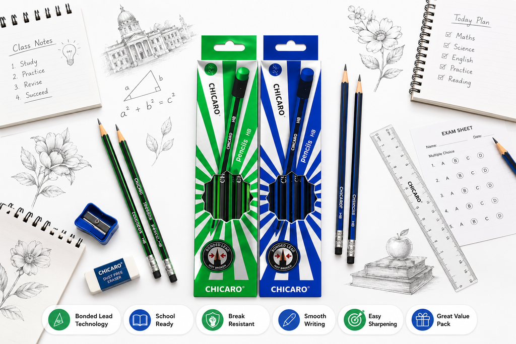 Chicaro HB pencil pack of 12 Smooth Writing & Strong Leads for Everyday Schoolwork