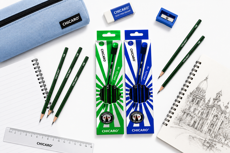 Chicaro HB pencil pack of 12 Smooth Writing & Strong Leads for Everyday Schoolwork