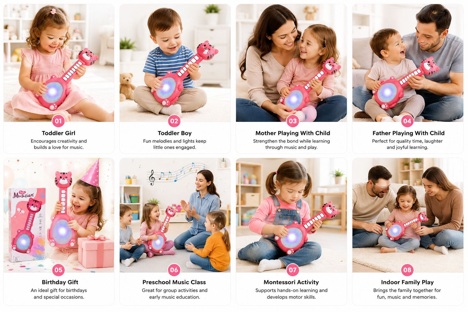 Musical Cat Toy for Kids, Interactive Educational Music & Light Toy with Piano Keys, Colorful Light Effects & Fun Melodies, Easy-to-Play Toddler
