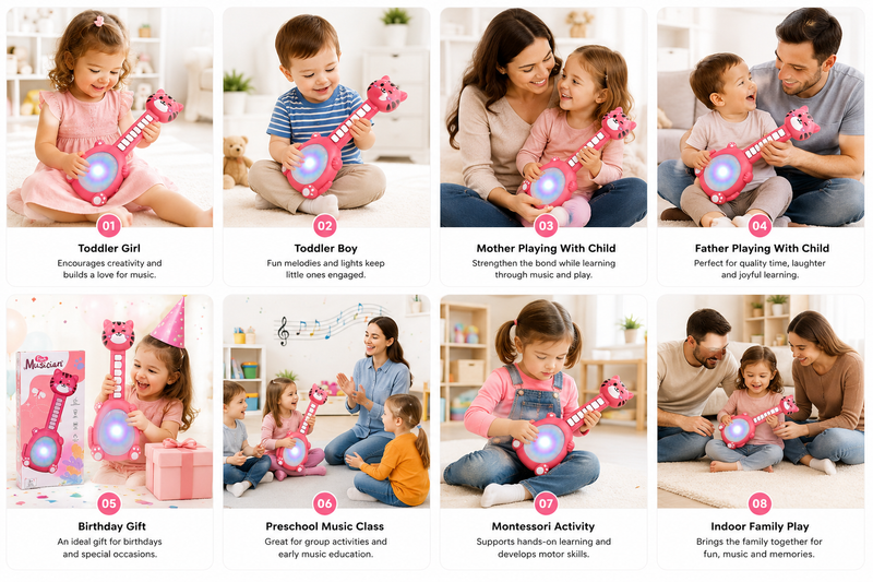 Musical Cat Toy for Kids, Interactive Educational Music & Light Toy with Piano Keys, Colorful Light Effects & Fun Melodies, Easy-to-Play Toddler