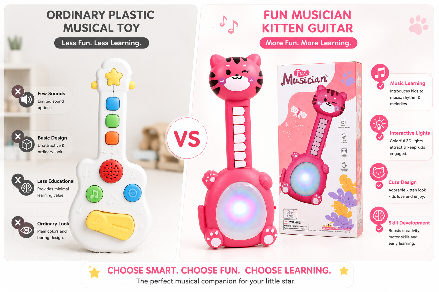 Musical Cat Toy for Kids, Interactive Educational Music & Light Toy with Piano Keys, Colorful Light Effects & Fun Melodies, Easy-to-Play Toddler
