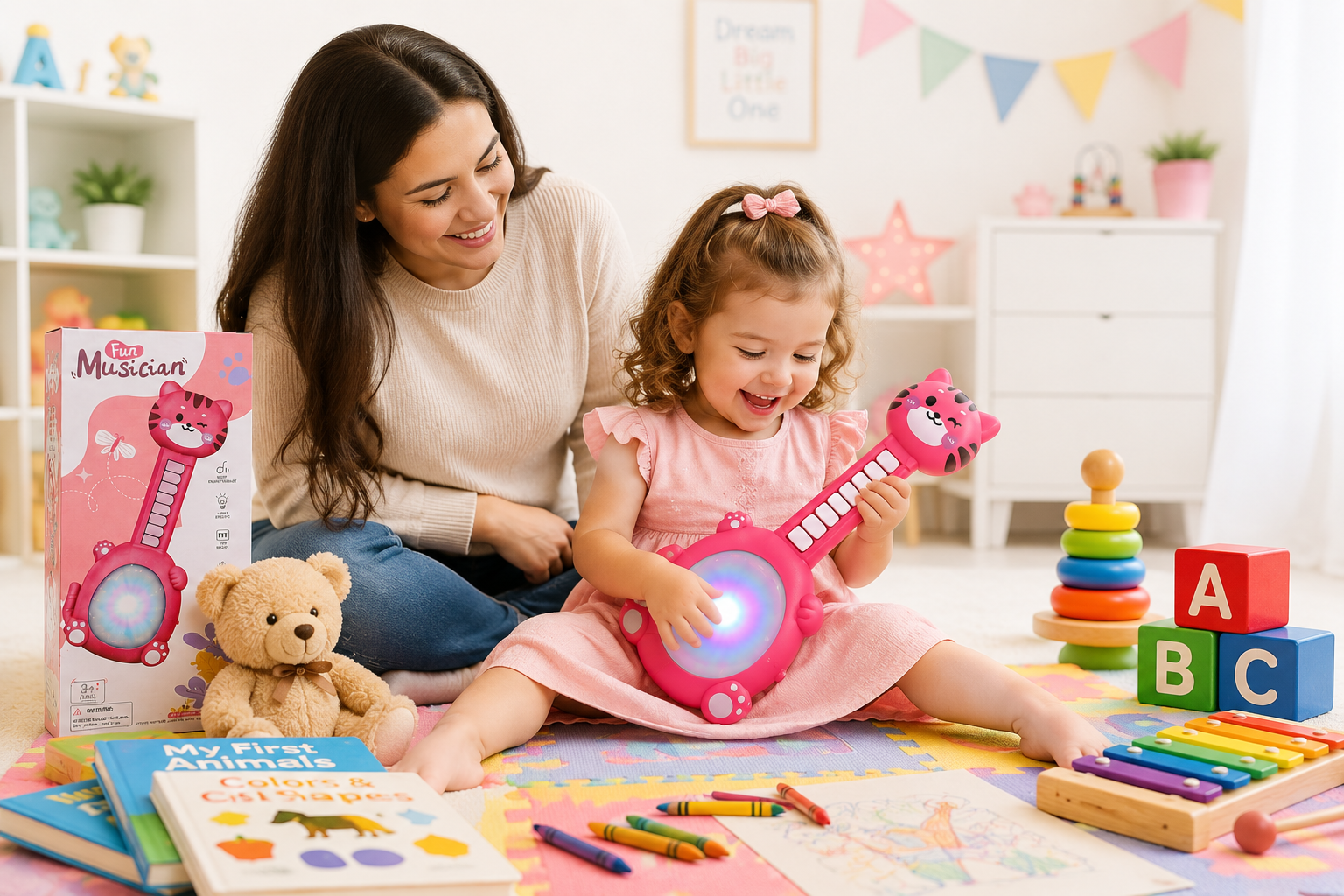 Musical Cat Toy for Kids, Interactive Educational Music & Light Toy with Piano Keys, Colorful Light Effects & Fun Melodies, Easy-to-Play Toddler