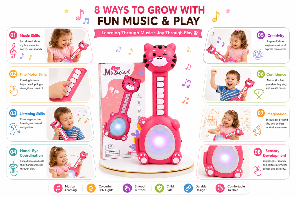 Musical Cat Toy for Kids, Interactive Educational Music & Light Toy with Piano Keys, Colorful Light Effects & Fun Melodies, Easy-to-Play Toddler