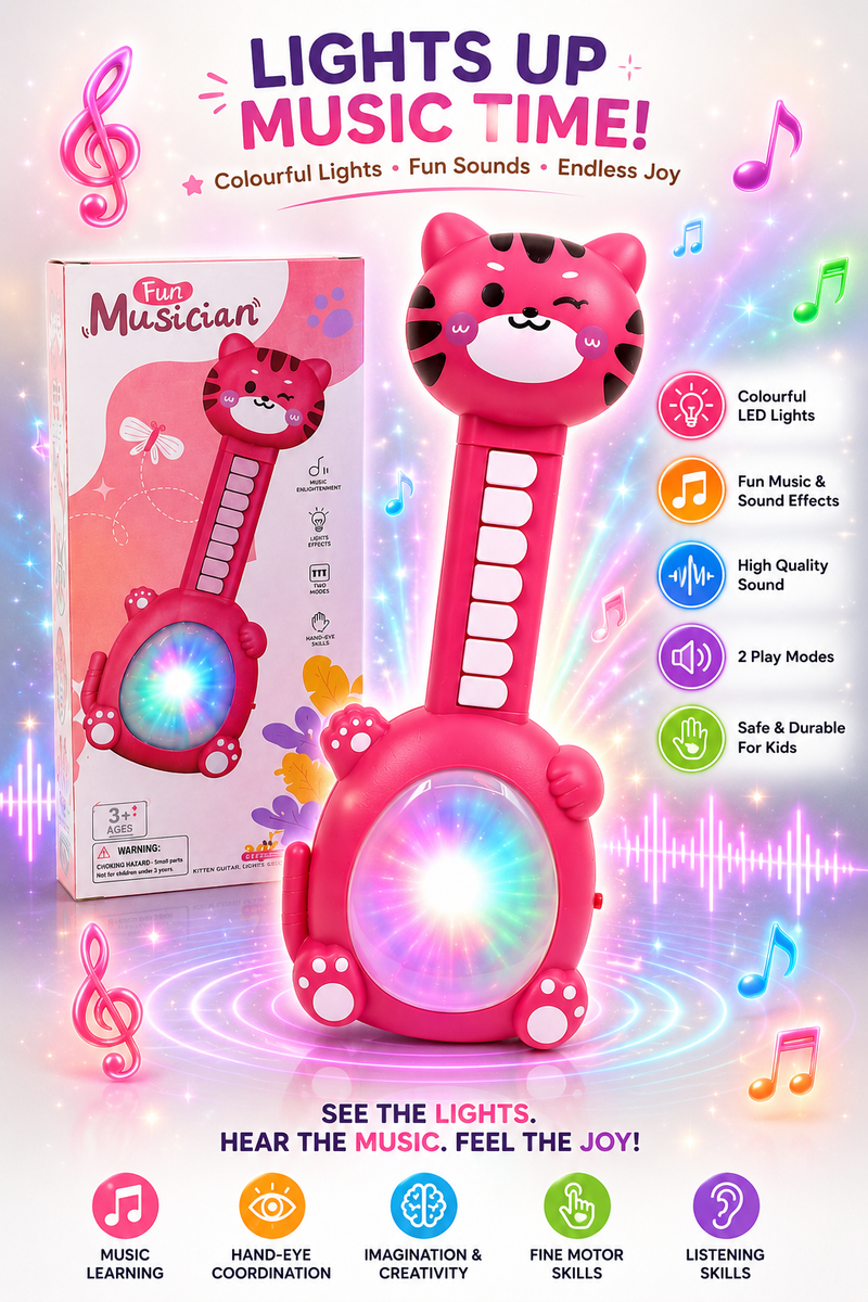 Musical Cat Toy for Kids, Interactive Educational Music & Light Toy with Piano Keys, Colorful Light Effects & Fun Melodies, Easy-to-Play Toddler