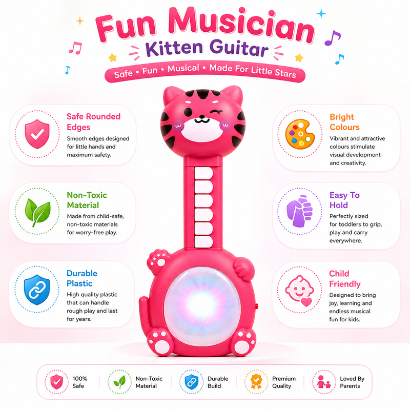 Musical Cat Toy for Kids, Interactive Educational Music & Light Toy with Piano Keys, Colorful Light Effects & Fun Melodies, Easy-to-Play Toddler
