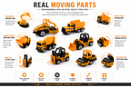 6-Piece Die-Cast Construction Vehicle Set for Kids, Engineering Toy Trucks with Moving Parts, Excavator, Dump Truck, Loader & Cement Mixer, Durable Metal Construction Vehicles