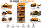 6-Piece Die-Cast Construction Vehicle Set for Kids, Engineering Toy Trucks with Moving Parts, Excavator, Dump Truck, Loader & Cement Mixer, Durable Metal Construction Vehicles