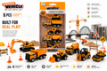 6-Piece Die-Cast Construction Vehicle Set for Kids, Engineering Toy Trucks with Moving Parts, Excavator, Dump Truck, Loader & Cement Mixer, Durable Metal Construction Vehicles