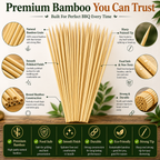 Premium 19.5cm Wooden Skewers – Food Grade Bamboo Sticks for BBQ, Chicken, Meat, Fruits & Restaurant Use