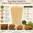 30cm Bamboo BBQ Skewers – Natural Wooden Food Sticks for Chicken Tikka, Kebabs, BBQ, Fruits, Snacks, Desserts & Outdoor Grilling