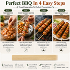 30cm Bamboo BBQ Skewers – Natural Wooden Food Sticks for Chicken Tikka, Kebabs, BBQ, Fruits, Snacks, Desserts & Outdoor Grilling