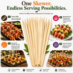 Natural Bamboo Food Skewers – Strong Wooden Sticks for BBQ, Grilling, Kebabs, Fruit Skewers & Parties