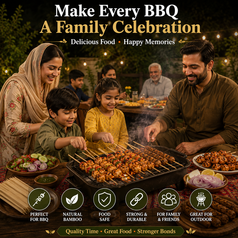 10cm Premium Bamboo Skewers – Eco-Friendly Wooden BBQ Sticks for Grilling, Food Presentation & Parties