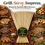 Premium 19.5cm Wooden Skewers – Food Grade Bamboo Sticks for BBQ, Chicken, Meat, Fruits & Restaurant Use