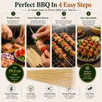 Premium 19.5cm Wooden Skewers – Food Grade Bamboo Sticks for BBQ, Chicken, Meat, Fruits & Restaurant Use