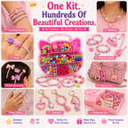 Complete Kids Jewelry Craft Set – Beads, Heart Charms, Flower Beads, Alphabet Letters & Accessories with Organizer