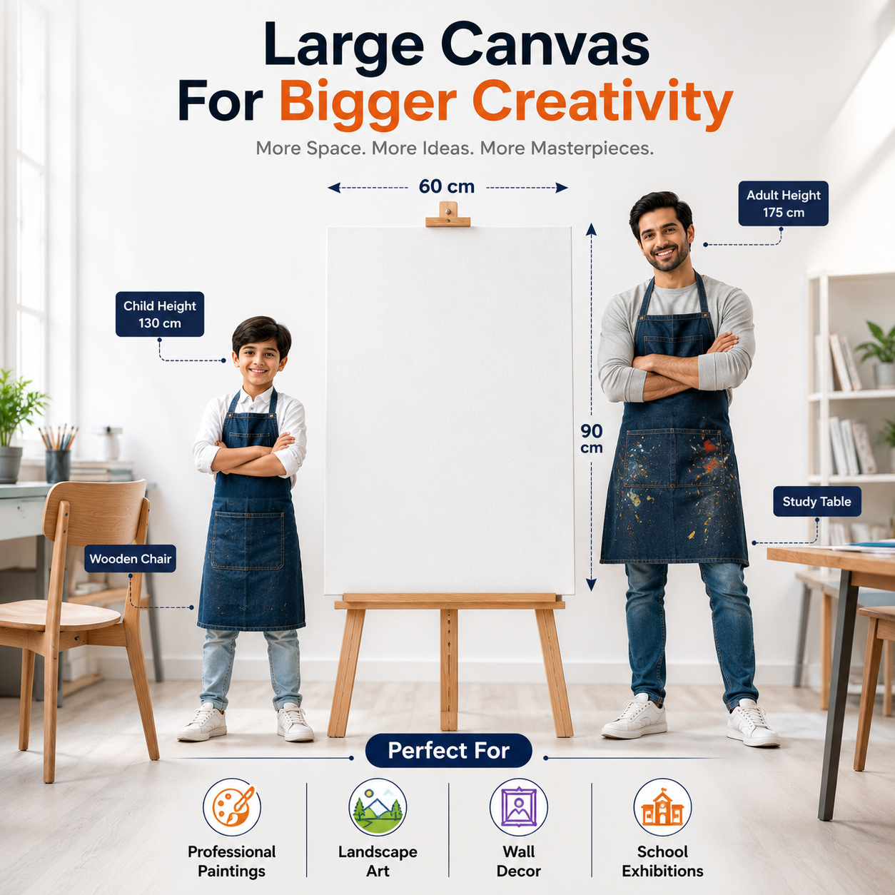 60×90 cm Artist Canvas Board – Large Painting Canvas for Acrylic, Craft Projects, Wall Art & Creative Activities