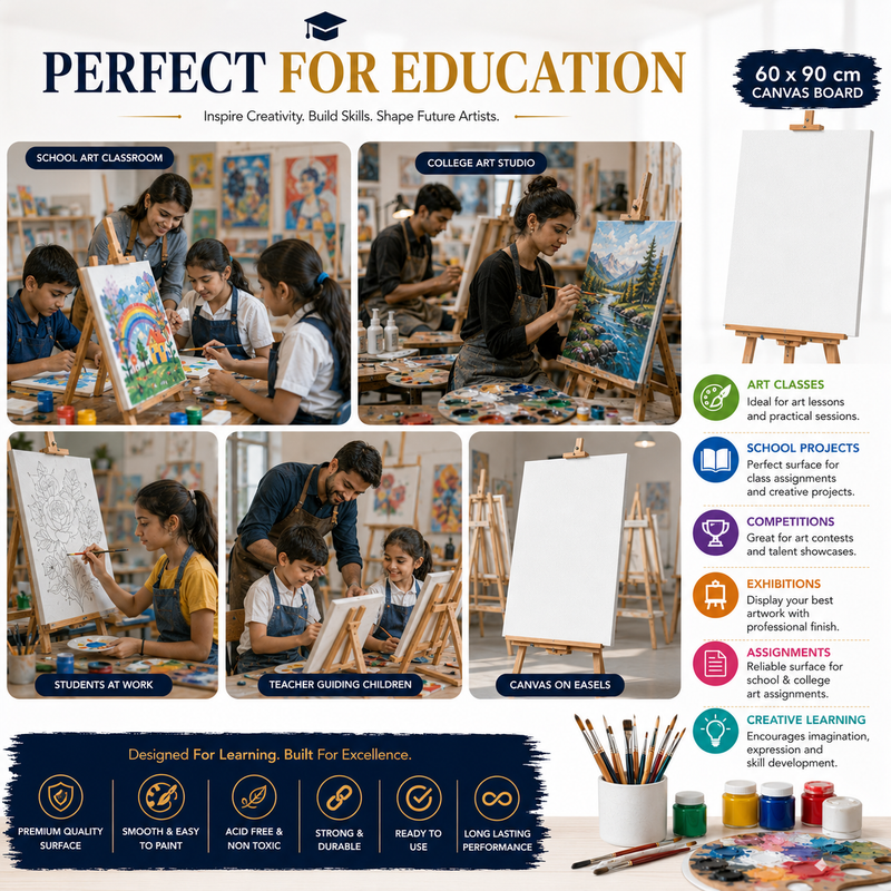60×90 cm Artist Canvas Board – Large Painting Canvas for Acrylic, Craft Projects, Wall Art & Creative Activities