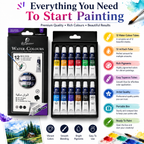 12-Color Watercolor Paint Set – 12ml Tubes Premium Water Colour Paints for Kids, Students, Beginners & Artists, Smooth Blending & Bright Pigments