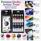 12-Color Watercolor Paint Set – 12ml Tubes Premium Water Colour Paints for Kids, Students, Beginners & Artists, Smooth Blending & Bright Pigments