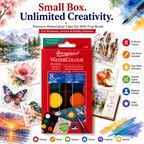 8-Color Watercolor Paint Set with Free Brush – Portable Water Colour Cake Set for Kids, Students, Beginners & Artists, Painting & Art Projects