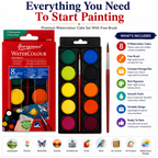 8-Color Watercolor Paint Set with Free Brush – Portable Water Colour Cake Set for Kids, Students, Beginners & Artists, Painting & Art Projects