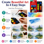 8-Color Watercolor Paint Set with Free Brush – Portable Water Colour Cake Set for Kids, Students, Beginners & Artists, Painting & Art Projects