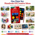 8-Color Watercolor Paint Set with Free Brush – Portable Water Colour Cake Set for Kids, Students, Beginners & Artists, Painting & Art Projects